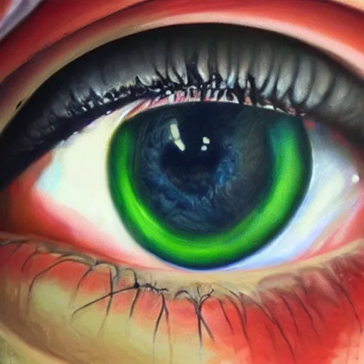 Image similar to a highly detailed photorealistic painting of a human eye
