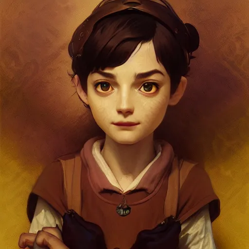 Image similar to portrait of a Animal Crossing character with brown nose, glowing skin, delicate features, amelie poulain, fantasy, intricate, elegant, highly detailed, digital painting, GameCube, concept art, smooth, sharp focus, illustration, art by Krenz Cushart and Artem Demura and alphonse mucha