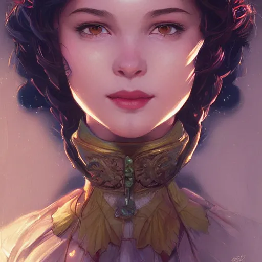 Image similar to portrait of snow white, girl, disney, highly detailed, digital painting, artstation, concept art, smooth, sharp focus, illustration, art by artgerm and greg rutkowski and alphonse mucha