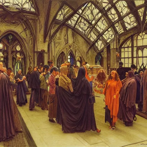 Prompt: witchcraft seminar at a university, by donato giancola and berthold woltze.