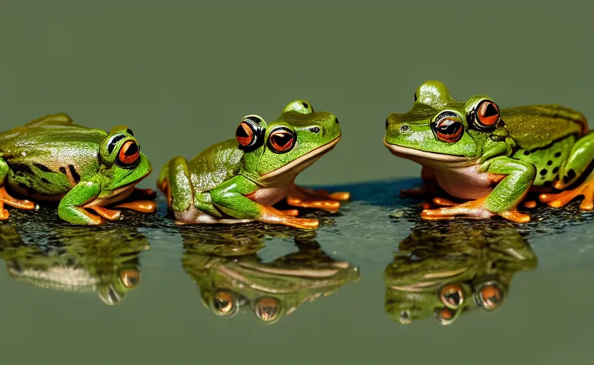 Image similar to frogs playing polo, highly detailed, extremely high quality, hd, 4 k, 8 k, professional photographer, 4 0 mp, lifelike, top - rated, award winning, cinematic, realistic, detailed lighting, detailed shadows, sharp, no blur, edited, corrected, trending