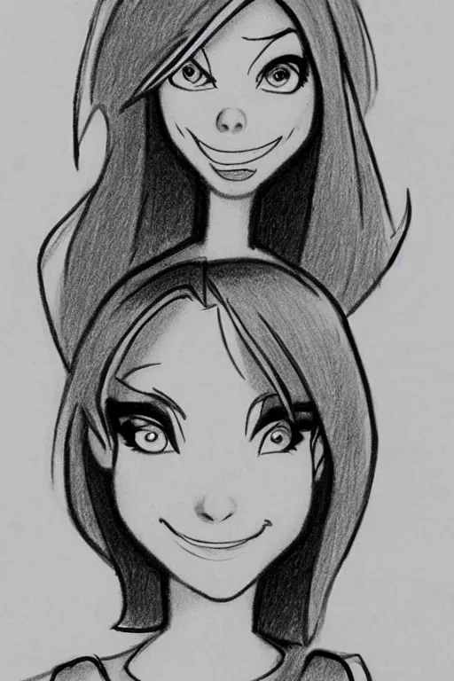 Image similar to milt kahl intricate symmetrical pencil sketch portrait of kim possible