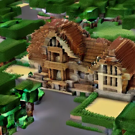 Image similar to minecraft mansion made of flesh