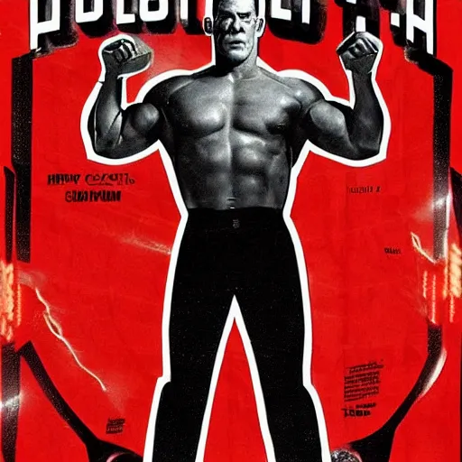 Image similar to john cena in 1 9 5 0 s pulp sci - fi movie poster, retrofuturism, highly detailed