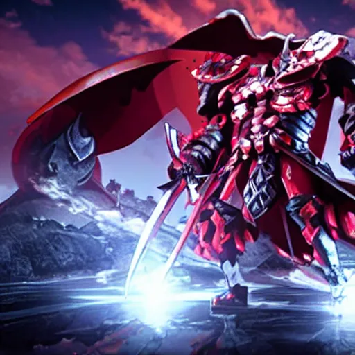 Prompt: Momon from Overlord swinging his swords in a cool action pose by Ufotable and Toei animation