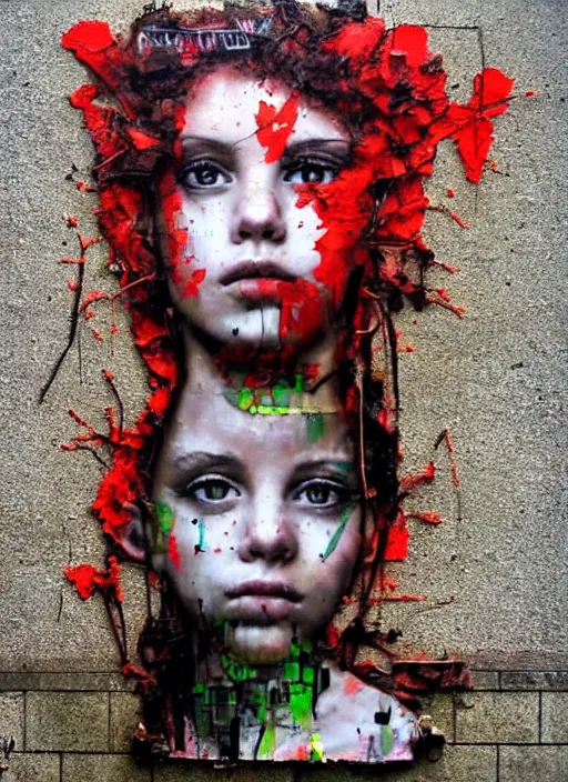 Image similar to a portrait of a pretty sewer punk young lady by artur bordalo