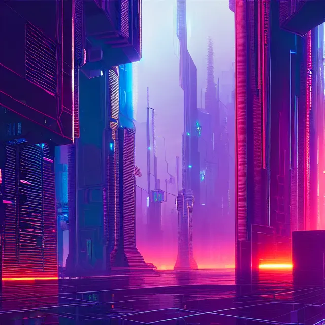 Prompt: a cyberpunk blockchain city, chains connecting separate blocks, blockchain, symmetry, intricate, volumetric lighting, beautiful, rich deep colors masterpiece, sharp focus, ultra detailed, in the style of john harris