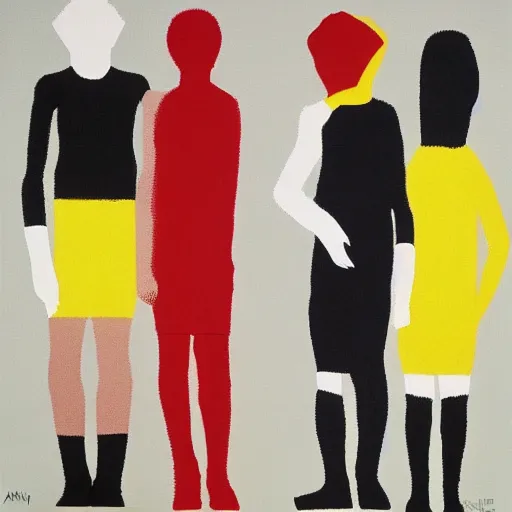 Image similar to A tabby cat wearing clothes designed by Issey Miyake painted by Alex Katz