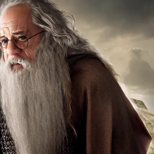 Image similar to danny devito starring as gandalf the white in the 2 0 2 4 lord of the rings movie, full body, hyper realistic, high quality, wide angle