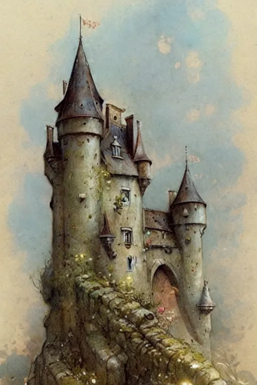 Image similar to (((((1950s castle. muted colors.))))) by Jean-Baptiste Monge !!!!!!!!!!!!!!!!!!!!!!!!!!!