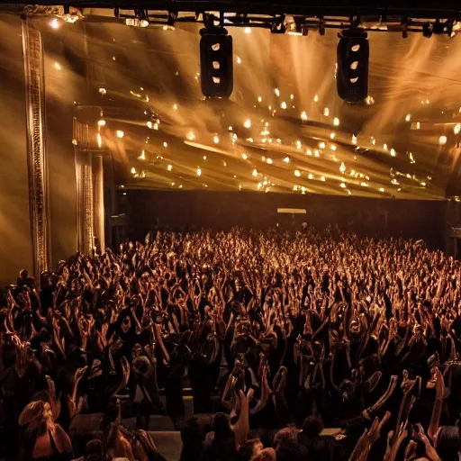 Image similar to photo of a standing ovation for a stage of performers crushed under collapsed stage lighting