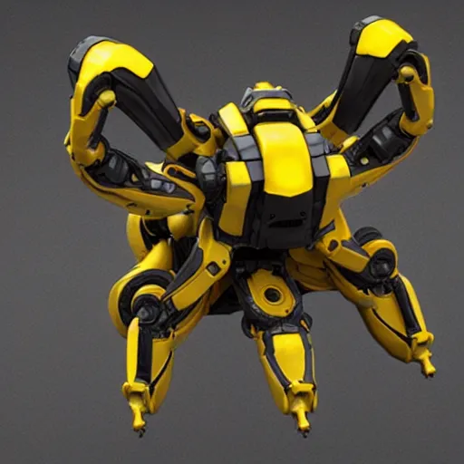 Image similar to hard surface, robotic platform, based on bumblebee, 6 claws, unreal engine