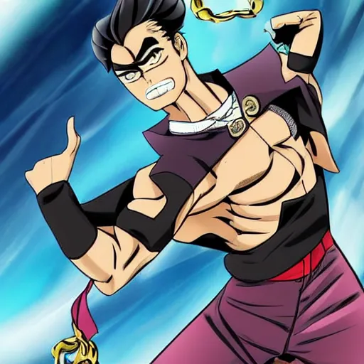 Image similar to Van Darkholme in JoJo's bizarre adventure anime style