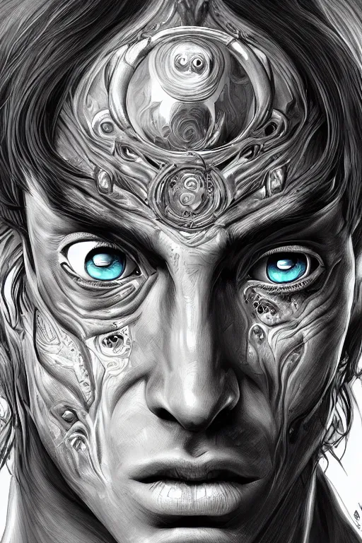 Image similar to portrait of man with seven eyes | digital painting | highly detailed | artgerm