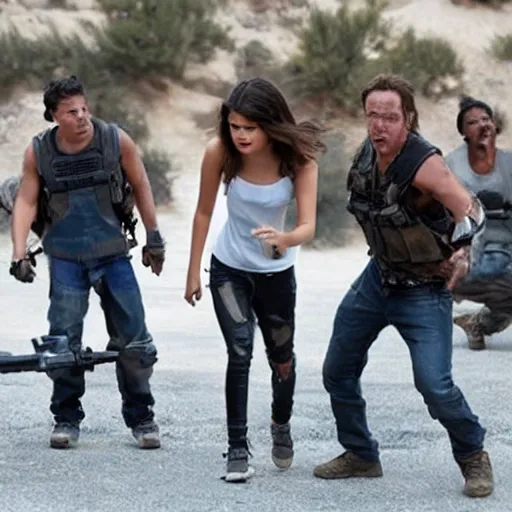 Image similar to High quality movie still of Selena Gomez in Michael Bay's Transformers