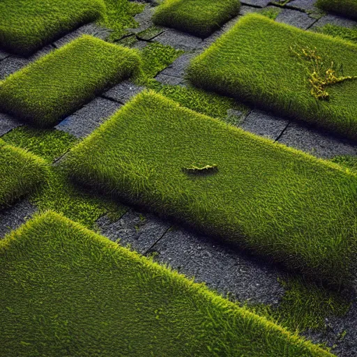 Prompt: I sat on the roof and kicked off the moss, trending in artstation, octane render