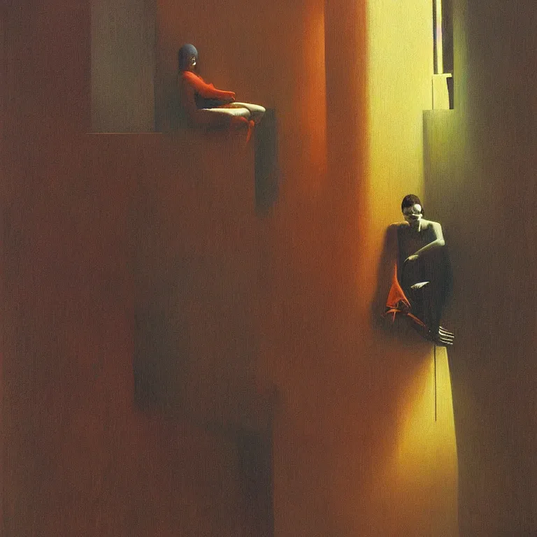 Image similar to portrait of a cyborg, Edward Hopper and James Gilleard, Zdzislaw Beksinski, Steven Outram, highly detailed, Art Nouveau