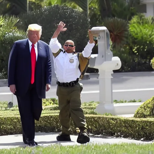 Prompt: donald trump being arrested at mar a lago