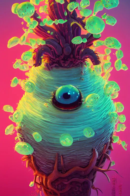 Image similar to roots cactus sushi cristal smurf ghost creature animal sushi cristal very big eye roots cactus elemental flush of force nature micro world fluo fishscale, behance hd by jesper ejsing, by rhads, makoto shinkai and lois van baarle, ilya kuvshinov, rossdraws radiating a glowing aura global illumination ray tracing hdr