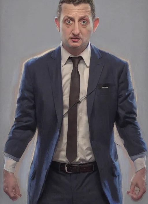 Image similar to portrait of Tim Robinson from I Think You Should Leave (2019), highly detailed, centered, solid color background, digital painting, artstation, concept art, smooth, sharp focus, illustration, donato giancola, Joseph Christian Leyendecker, Les Edwards, Ed Repka, WLOP, Artgerm