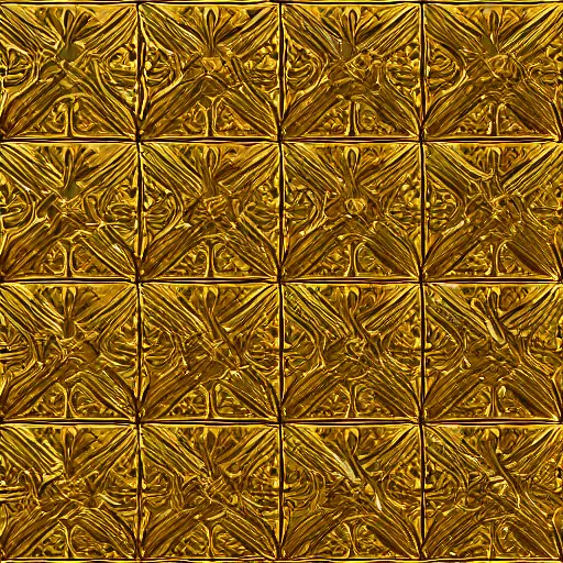 Prompt: 3d render of an abstract pattern gold tile, symetrical