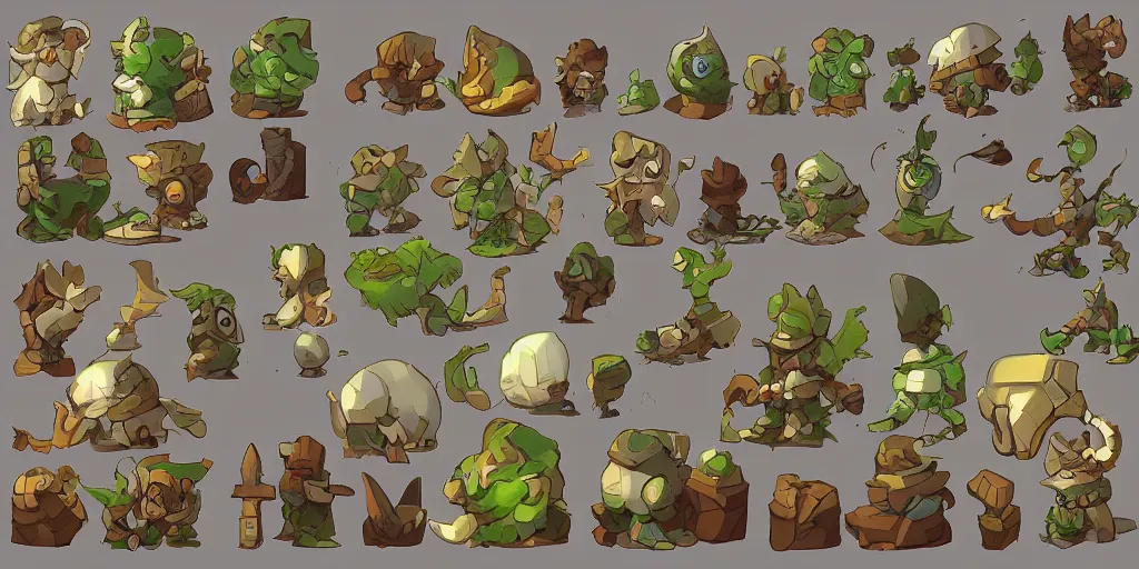 Prompt: tileset asset store, art bundle, dofus, spritesheet game jam by stanley artgem lau, krenz cushart and artem demura, art set