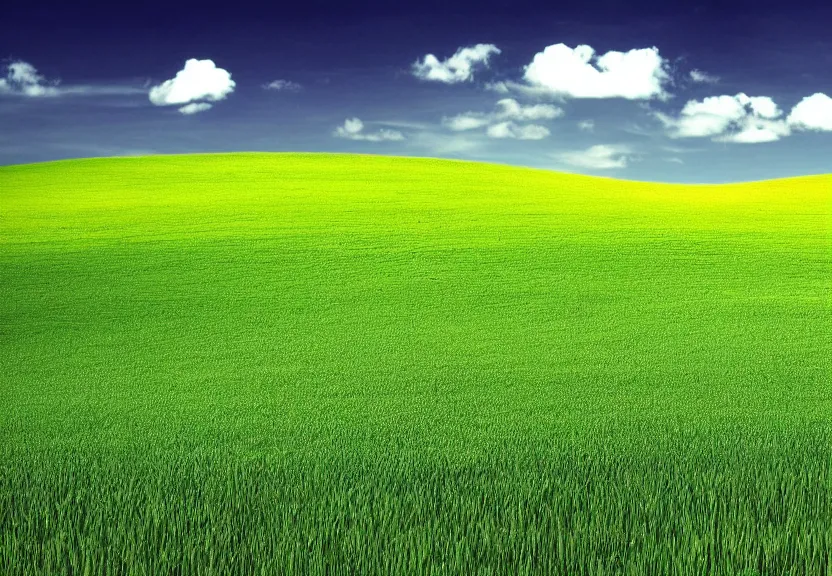 Prompt: Bliss famous wallpaper from Windows XP