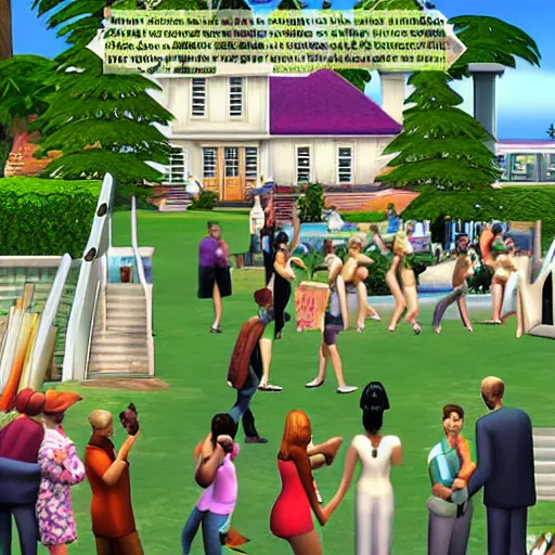 Prompt: sims 2 video game cover art