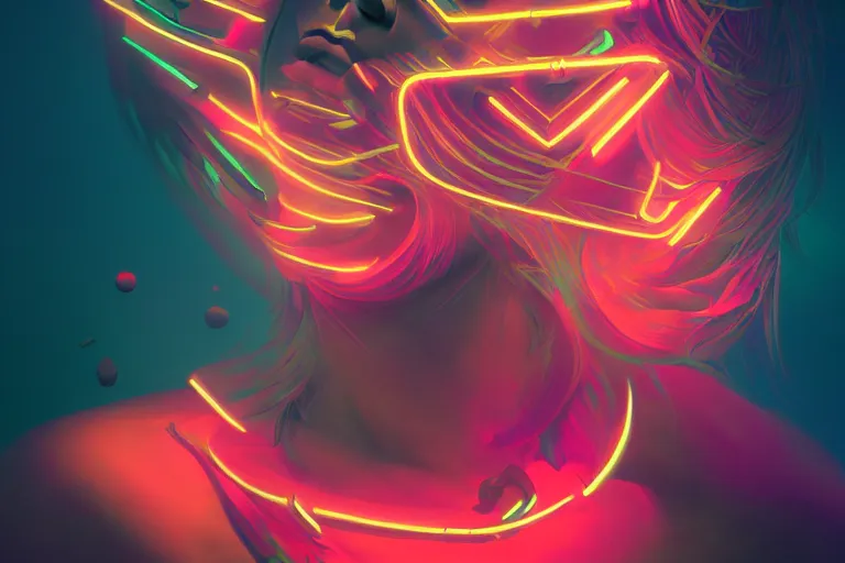 Image similar to photo of surreal goddes of war in neon lighting, elegant, highly detailed, smooth, sharp focus, trippy, dmt, psychedelic, illustration, beautiful, geometric, trending on artstation, cinematic, artwork by WLOP