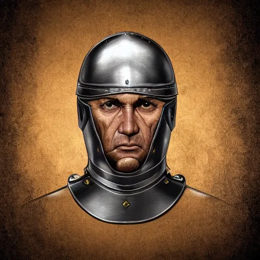 Image similar to head portrait, full faced, 45 years old men, strict, militaristic, medieval light armor, high detail, digital art, medieval fantasy