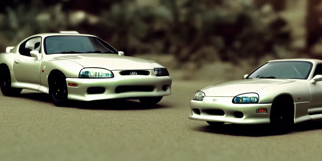 Image similar to The Fast and the Furious, 2001, Toyota Supra, 1994, 1995, 1996, 1997, 1998, Hot Wheels, cinematic, 8k, depth of field, bokeh.