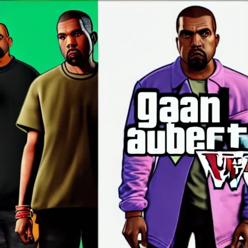 Image similar to kanye west, gta v style, cover