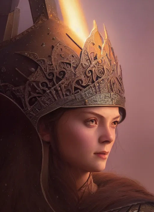 Prompt: highly detailed closeup portrait of a medieval princess, unreal engine, greg rutkowski, ilya kuvshinov, ross draws, hyung tae and frank frazetta, tom bagshaw, tom whalen, nicoletta ceccoli, mark ryden, lostfish, earl norem, global illumination, god rays, detailed and intricate environment