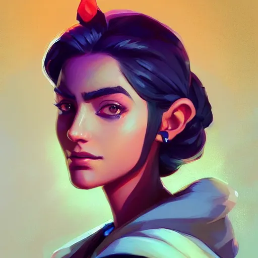 Image similar to beautiful female portrait, maya ali mage, gloomhaven, dynamic lighting, gaudy colors, octane render aesthetic, matte painting concept art, official fanart behance hd artstation by jesper ejsing, by rhads and makoto shinkai and lois van baarle and ilya kuvshinov and rossdraws