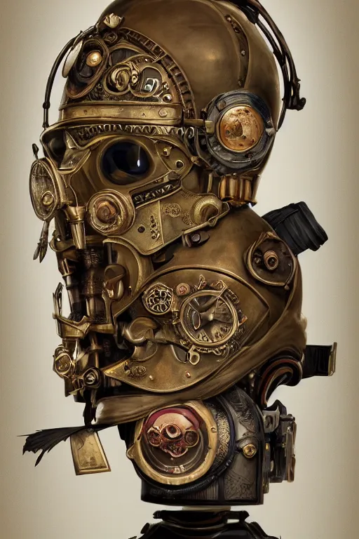 Prompt: steampunk helmet fantasy art mask robot ninja stylized digital illustration sharp focus, elegant intricate digital painting artstation concept art by mark brooks and brad kunkle global illumination ray tracing advanced technology chaykin, howard