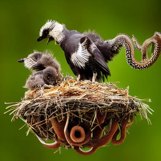 Image similar to Cuckoo chicks in nest being fed by an octopus national geographic photography