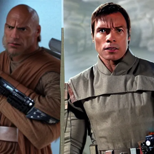 Image similar to still of the rock cosplaying as leah in star wars