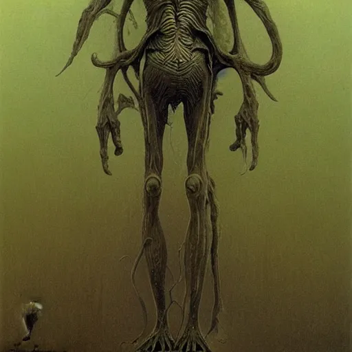 Prompt: an insectoid alien creature, by zdzislaw beksinski