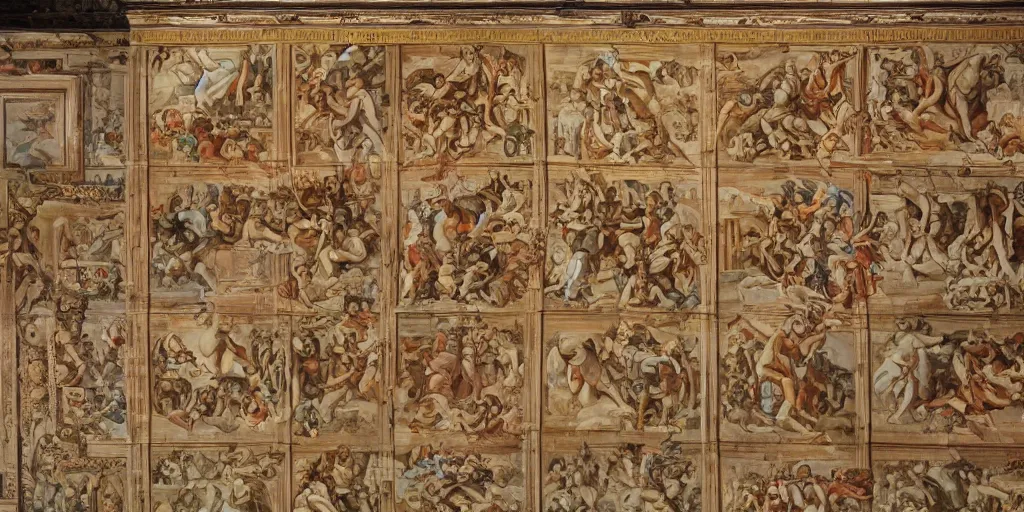 Image similar to intricate 2 1 savage sistine ceiling 1 5 0 8 chapel hand painting michelangelo renaissance