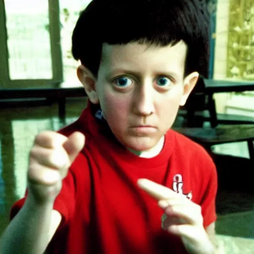 Prompt: mike ehrmantraut becomes a kid named finger