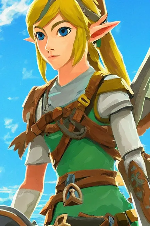 Image similar to an in game portrait of linkle from the legend of zelda breath of the wild, breath of the wild art style.