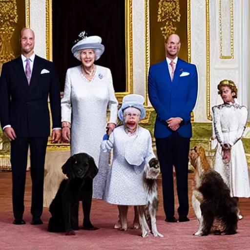 Image similar to royal family with dog faces