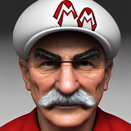 Image similar to a beautiful portrait mario as a grandpa, ultra realistic details, 8 k