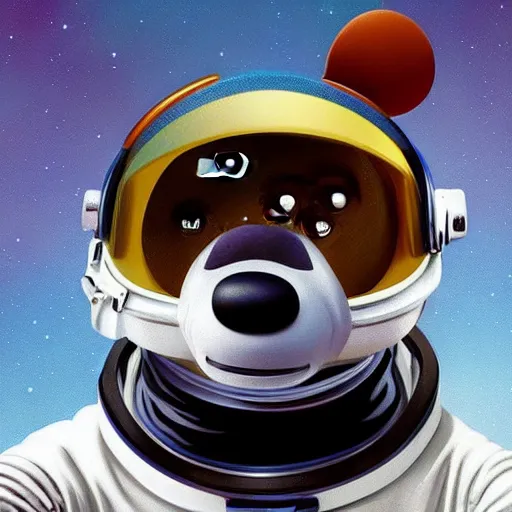 Image similar to astronaut dog character by Disney Pixar Animation Studios, dark background