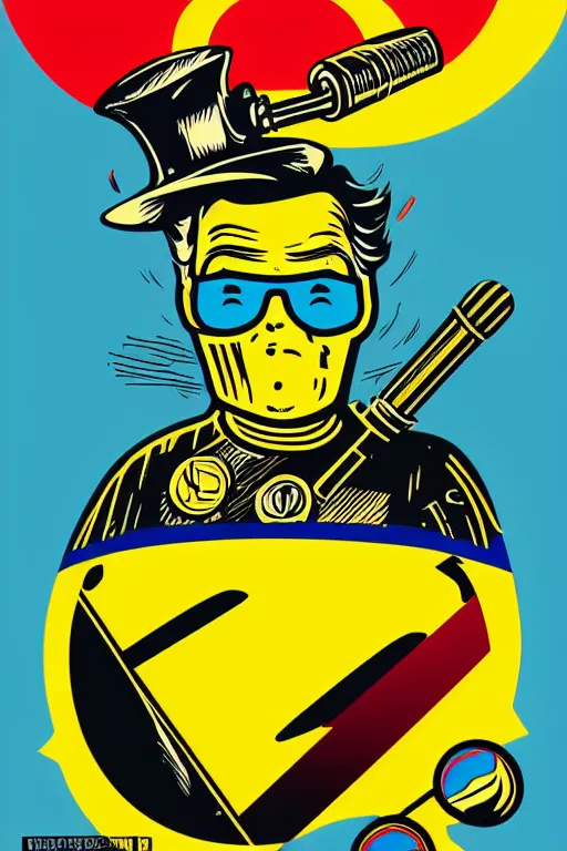 Image similar to fallout 7 6 retro futurist illustration art by butcher billy, sticker, colorful, illustration, highly detailed, simple, smooth and clean vector curves, no jagged lines, vector art, smooth andy warhol style