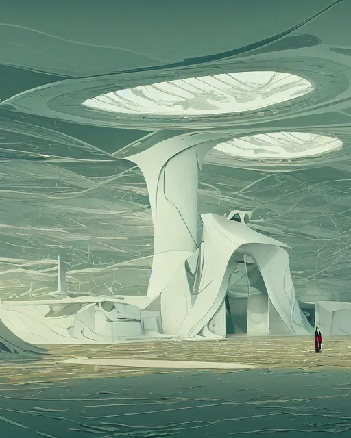 Image similar to bioremediation white architecture in the vast desert of atacama, building in the mining tailing, by kilian eng