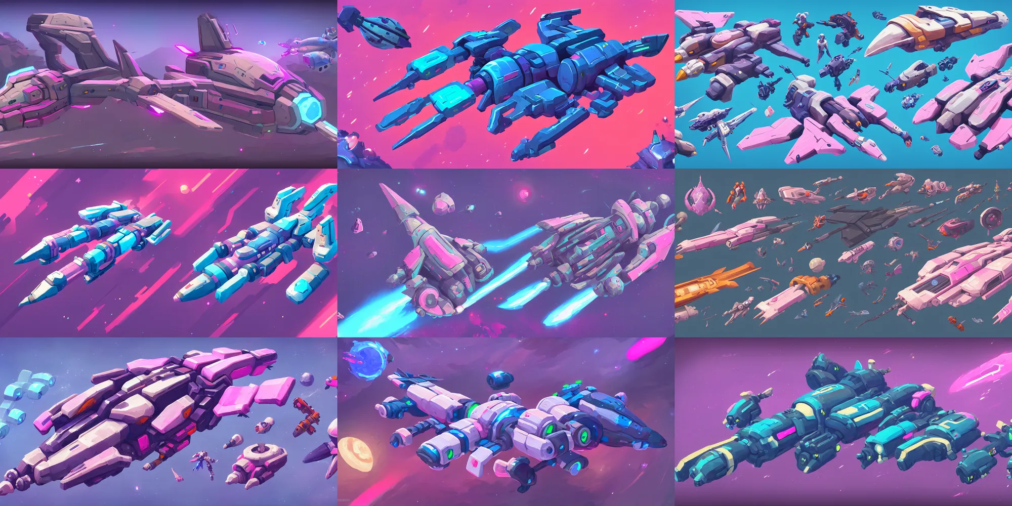 Prompt: game asset of spaceship chasis, in gouache detailed paintings, props, stylized, 2 d sprites, kitbash, arcane, overwatch, blue and pink color scheme, 8 k, close up