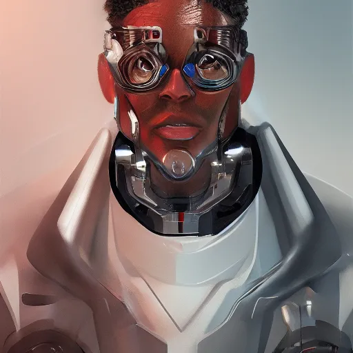 Image similar to portrait of cyborg scientist by jama jurabaev, extremely detailed, trending on artstation, high quality, brush stroke