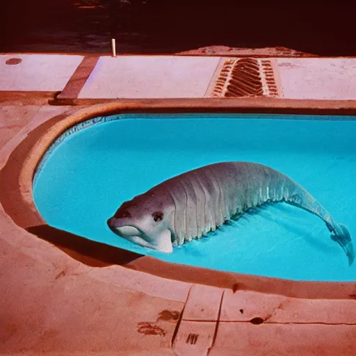 Image similar to sea creature in pool, photo from the 80s