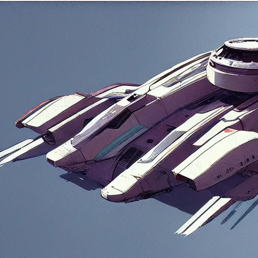 Prompt: pastel coloured illustration of alien spaceship scifi tech hardsurface shape form exploration, big medium small, artstation, colored marker, syd mead, ian mcque, concept art